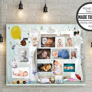 Poster collage fotografico per neonato, ricordo unico delle prime foto, regalo di nascita ideale per ricordi speciali, regalo per bambini di 1 anno dal primo anno