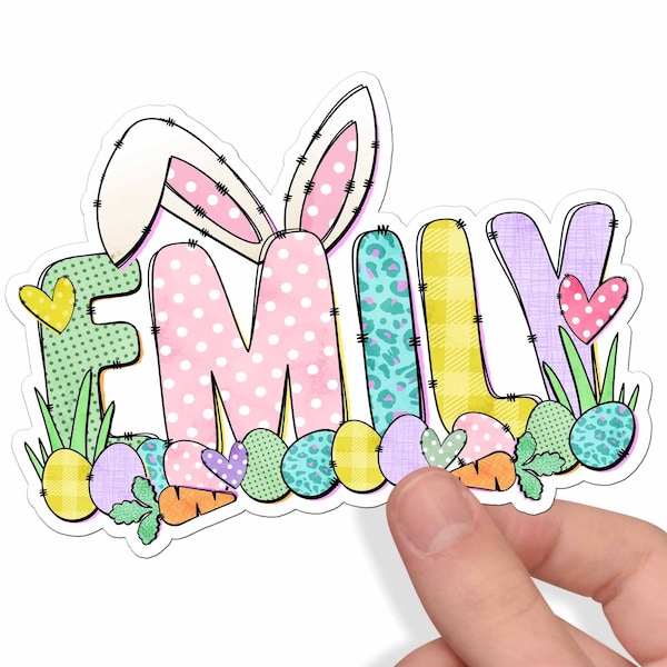 Cute Custom Easter Sticker, Perfect for Holiday Pails, Tumblers, Water Bottle: Personalized with Name Use as Gift Tags, Party Favors & More