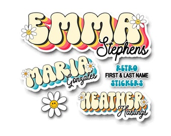 First and Last Name Sticker, Custom Waterproof Retro Decals, Personalized School Labels, Water Bottle Stickers, Camp and Day Care Stickers