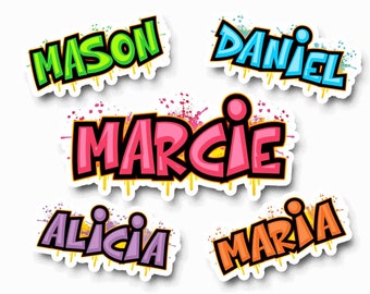 Custom Graffiti Name Sticker, Waterproof Hip Hop Font Decal for Hydroflasks & Skateboard Deck