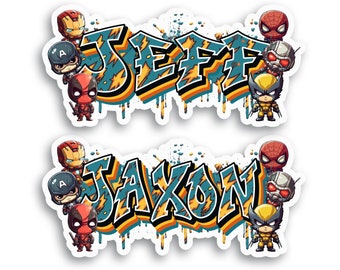 Superhero Graffiti Name Sticker: Custom Comic Book Decal