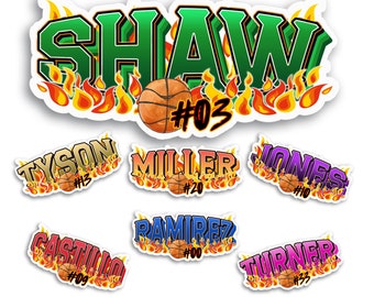 Custom Basketball Name Sticker, Waterproof Pebbled Texture Decal for Hoops Players & Water Bottles