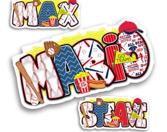 Custom Baseball Name Sticker, Waterproof Sports Team Spirit Label for Helmets & Water Bottles