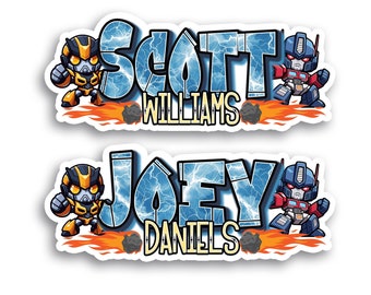 Personalized Robot Name Stickers, Custom Waterproof Labels for Kids, School Supplies, Bottles, Lunchboxes, & More