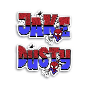 Spider Superhero Name Sticker, Custom Waterproof Vinyl Decal, Comic Book Theme, Birthday Party Favor, Water Bottle Gift, School Label