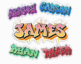 Graffiti Name Sticker, Custom Street Art Decal, Waterproof Gift for Laptops and School Supplies