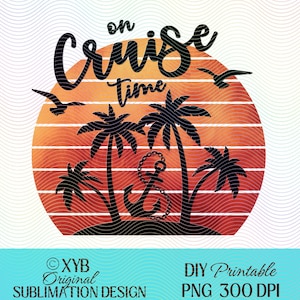 Op cruisetijd zonsondergang PNG, cruisesublimatie, 300 DPI print, tropische vakantie kunst, doe-het-zelf-ambacht downloaden, direct png-bestand