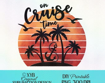 Cruise Time Sunset PNG: Tropical Vacation Art (Digital Download)