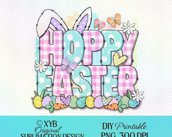 Hoppy Easter PNG: Spring Bunny Decor, DIY Craft (Digital Download)