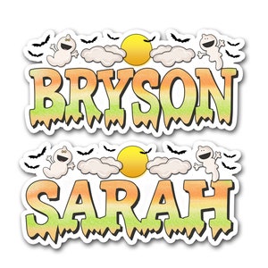Ghost & Ghoul Name Sticker, Spooky Decal, Waterproof Halloween Gift