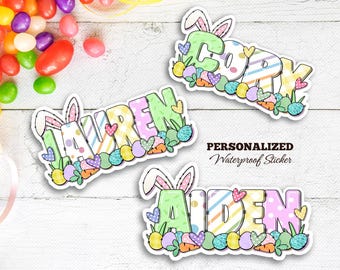 Personalized Easter Name Sticker for Kids | Custom Vinyl Decal Gift