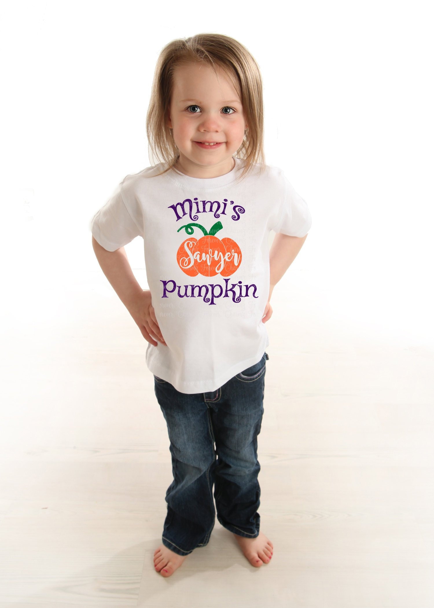 Personalised Pumpkin Halloween Girls Children/'s Kids T-Shirt
