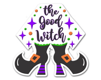 Good Witch Sticker, Waterproof Vinyl Decal, Cute Halloween Tag, Add Witchy Flair to Halloween baskets, Cookie Treat Bags, Water Bottles