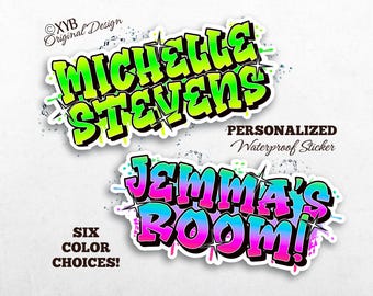 Personalized Graffiti Name Sticker: Waterproof Vinyl Decal