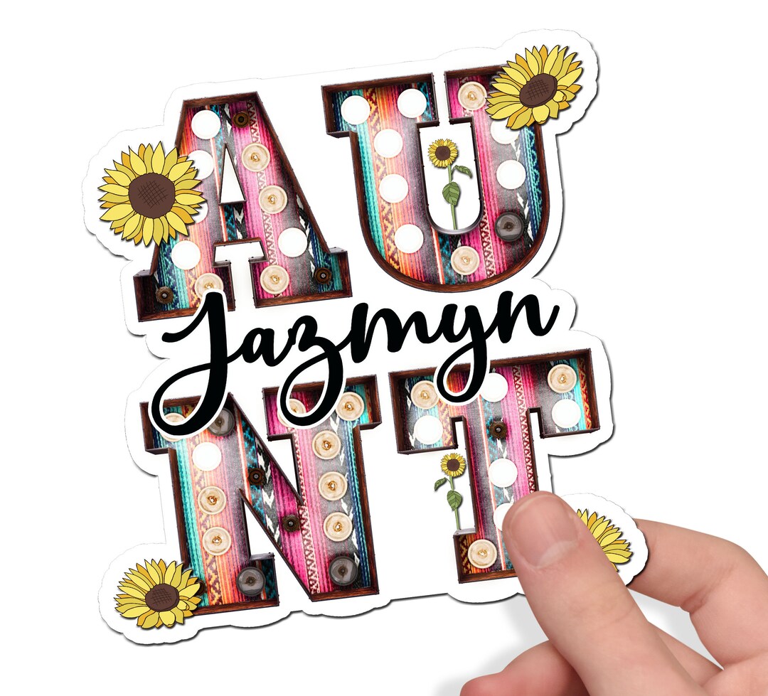Aunt Name Sticker, Custom Stickers, Waterproof Sticker, Baby Shower ...