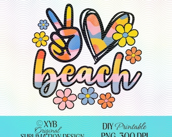 Beach Vibes PNG: Tropical Sunset Sublimation (Digital Download)
