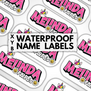Unicorn Name Labels: Waterproof Kids Stickers, Daycare & School