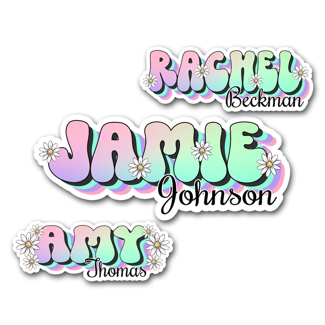 retro-first-last-name-sticker-custom-text-sticker-rainbow