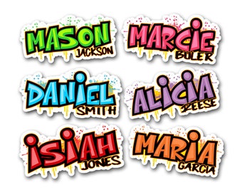 Graffiti Name Sticker: Custom Text, Waterproof Personalized Decal Label