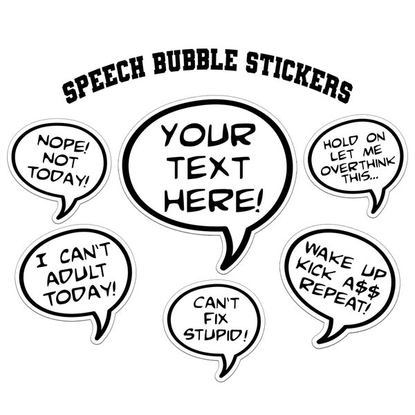 Comic Speech Bubble Sticker, Custom Text Label, Pop Art Fun Decal, Aesthetic Personalized Vinyl Sticker for Water Bottle. Laptop and more!