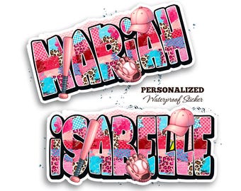 Custom Softball Name Sticker, Waterproof Yellow Stitch Decal for Fastpitch Helmets & Sliders