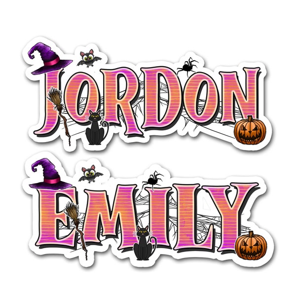Personalized Halloween Sticker, Witchy Sticker, Custom Text Label, Witch Aesthetic Decal, Autumn Sticker, Halloween Basket Name Label