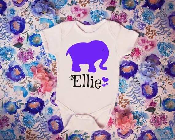 Personalized Purple Girls Elephant Name Newborn Baby Toddler Etsy
