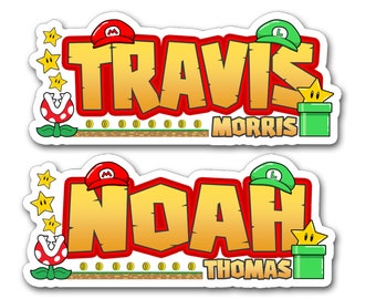 Retro Video Game Name Sticker: Custom Waterproof Arcade Decal