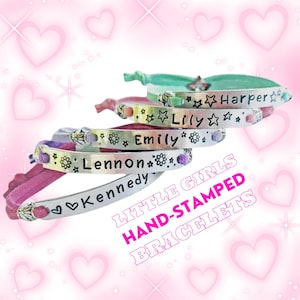 Custom Kids ID Bracelet: Hand Stamped Name, Adjustable Suede Cord