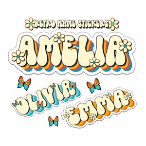 Retro Custom Name Sticker, Custom Sticker, Personalized Sticker, Custom Name Sticker, Hippie Sticker, Vintage Sticker Choose Daisy Butterfly