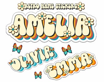 Retro Custom Name Sticker, Custom Sticker, Personalized Sticker, Custom Name Sticker, Hippie Sticker, Vintage Sticker Choose Daisy Butterfly