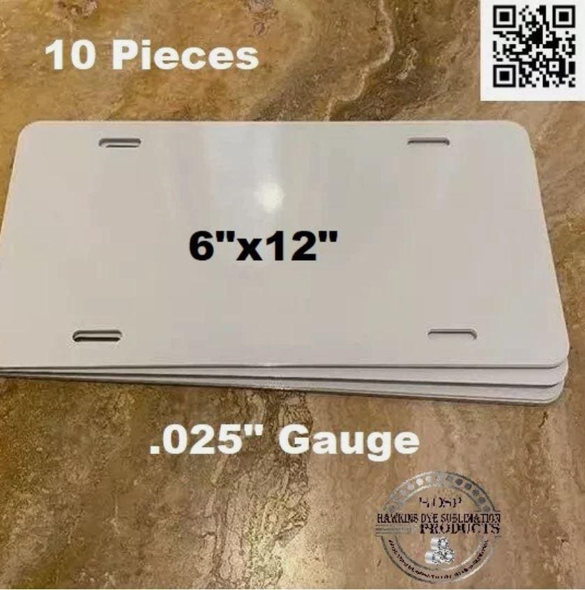 2-Sided Gloss White Or White/Black .024 Aluminum License Plate Blanks - Ships Free