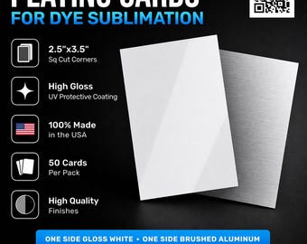 50ea Gloss White Aluminum Dye Sublimation playing cards 2.5"x3.5"