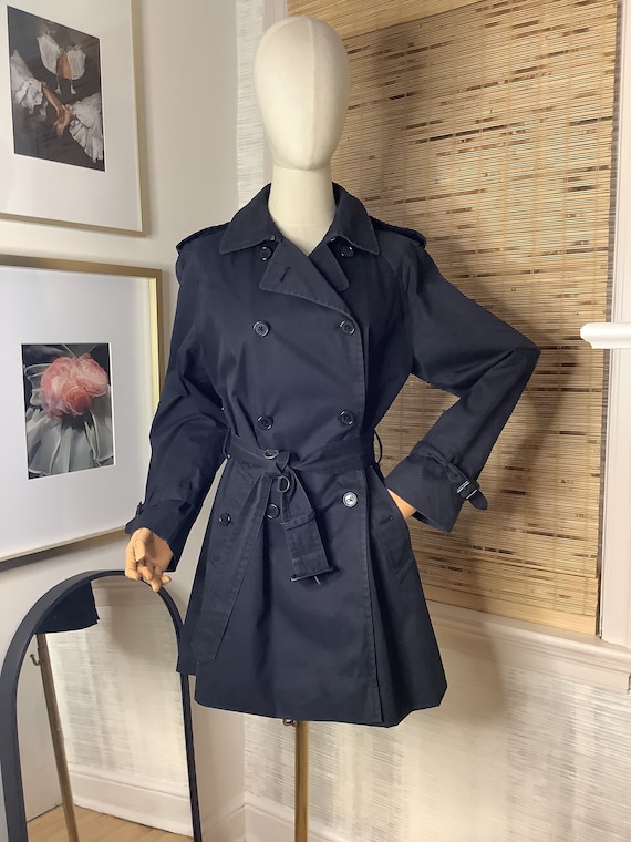 Vintage Brooks Brothers classic navy belted trench