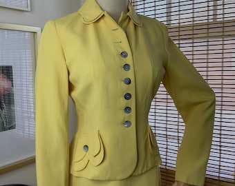 Vintage 40s-50s sunshine yellow skirt suit by Bobbie Brooks xs-small