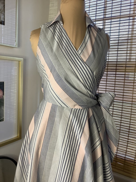 Calvin Klein midi striped cotton wrap sundress bl… - image 2