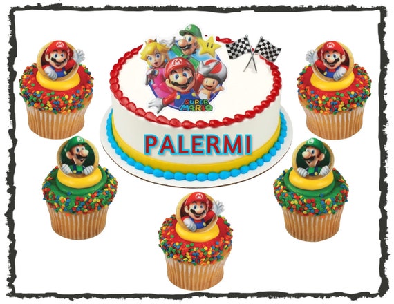 Mario Cake Topper Plus 12 Cupcake Rings Cake Kit Super Mario Etsy