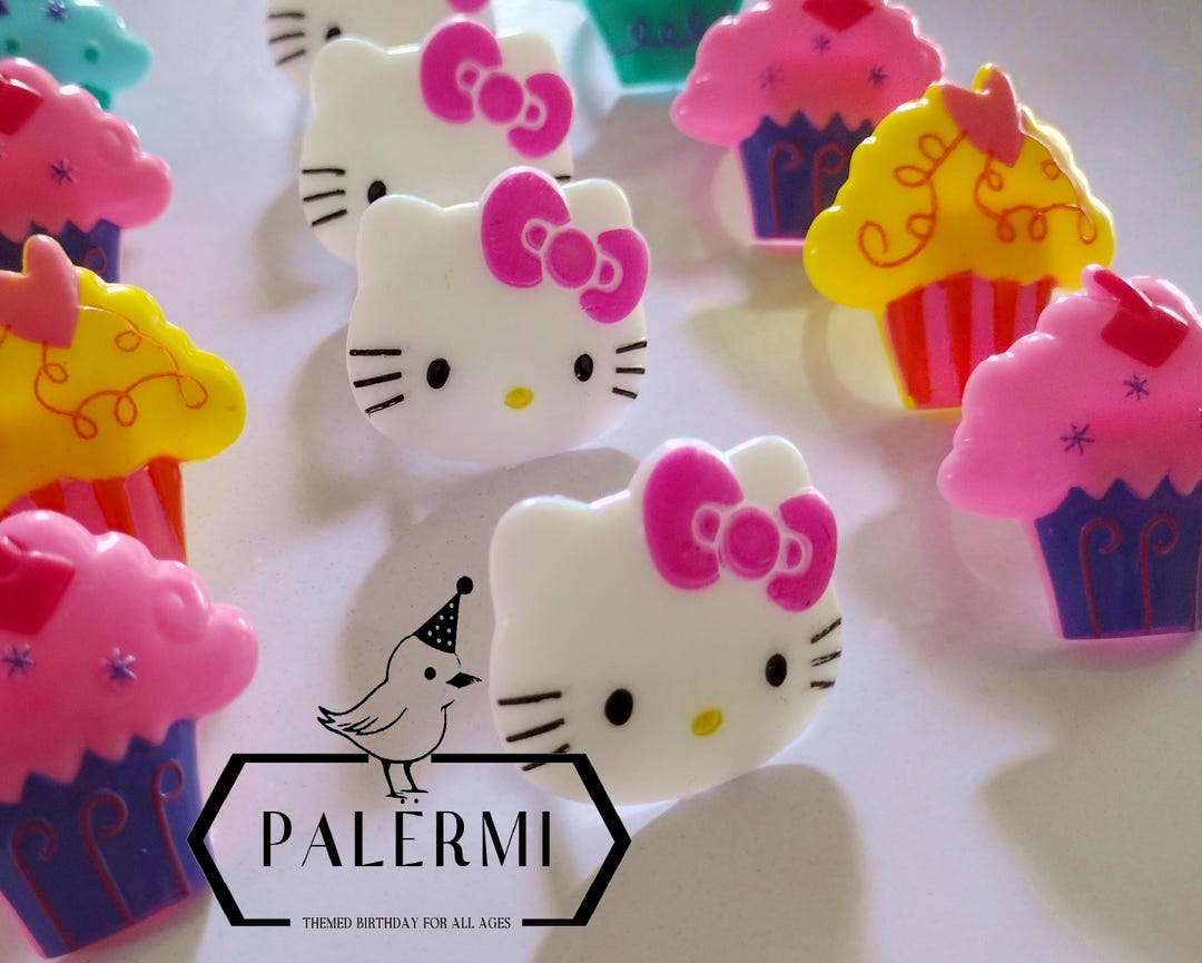 Hello Kitty Cupcake Rings, Food Grade Plastic, Party Favors, PALERMI - Etsy