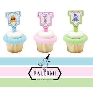 Winnie the Pooh Baby Shower Cupcake Toppers, Gender Reveal Winnie The Pooh Cupcake Toppers, PALERMI