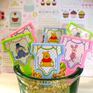 Winnie the Pooh Cupcake Toppers, Baby Shower, Gender Reveal, 12 pcs