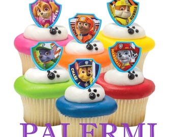 Paw Patrol Cupcake Toppers, Paw Patrol Cupcake Rings, Patrol Ruff Rescue Toppers, Paw Patrol Party Favors