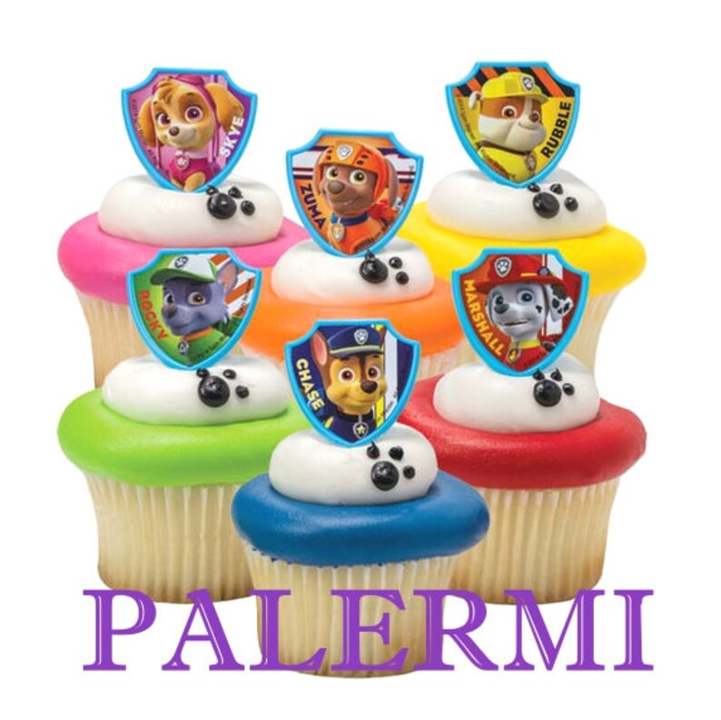 Paw Patrol Cupcake Toppers, Paw Patrol Cupcake Rings, Patrol Ruff Rescue Toppers, Paw Patrol Party Favors 