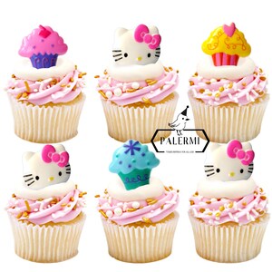 Hello Kitty Cupcake Ring Toppers, Hello Kitty Cupcake Toppers, PALERMI