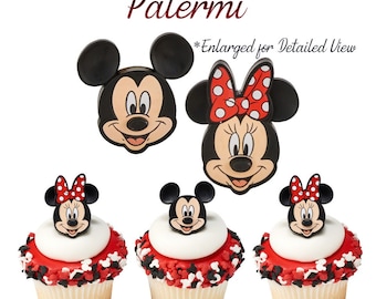 Mickey and Minnie Cupcake Rings, Food Grade Plastic Toppers
