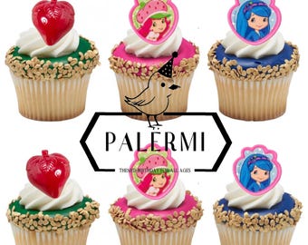 Strawberry Shortcake Cupcake Toppers, Berry Sweet Rings, PALERMI