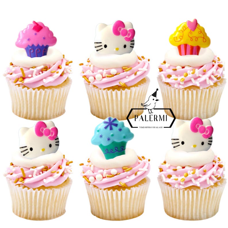 Hello Kitty Cupcake Ring Toppers, Hello Kitty Cupcake Toppers, PALERMI