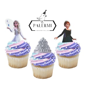Elsa and Anna Birthday Cupcake Toppers, Frozen 2, Set of 12