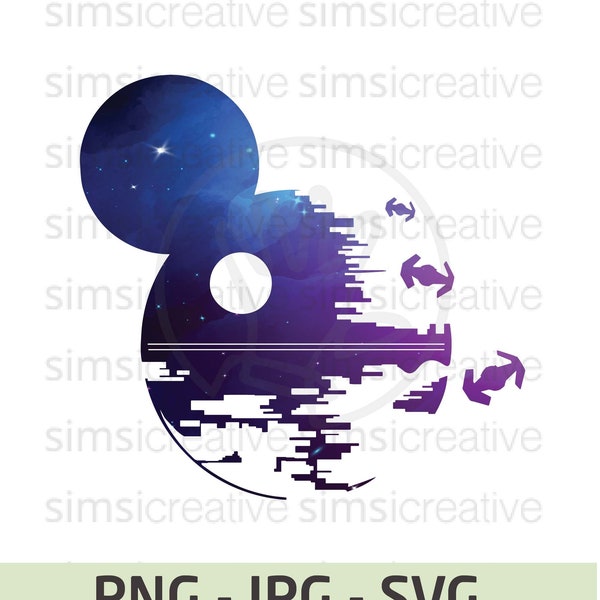 Mickey Death Star Svg - Star Wars - Mickey Mouse JPG PNG SVG - Instant Download Cut File Cricut and Silhouette - Death Star svg - Galactic