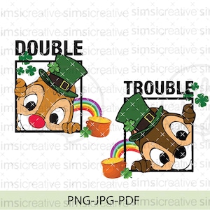 Double Trouble St Patrick&#39;s Day PNG, EPS, PDF, Shamrock Png, Happy St Patrick&#39;s Day Png, St. Patricks Day Svg, Lucky Vibes