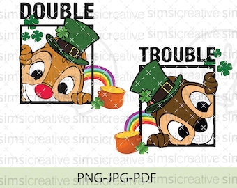 Double Trouble St Patrick's Day PNG, EPS, PDF, Shamrock Png, Happy St Patrick's Day Png, St. Patricks Day SVG, Lucky Vibes